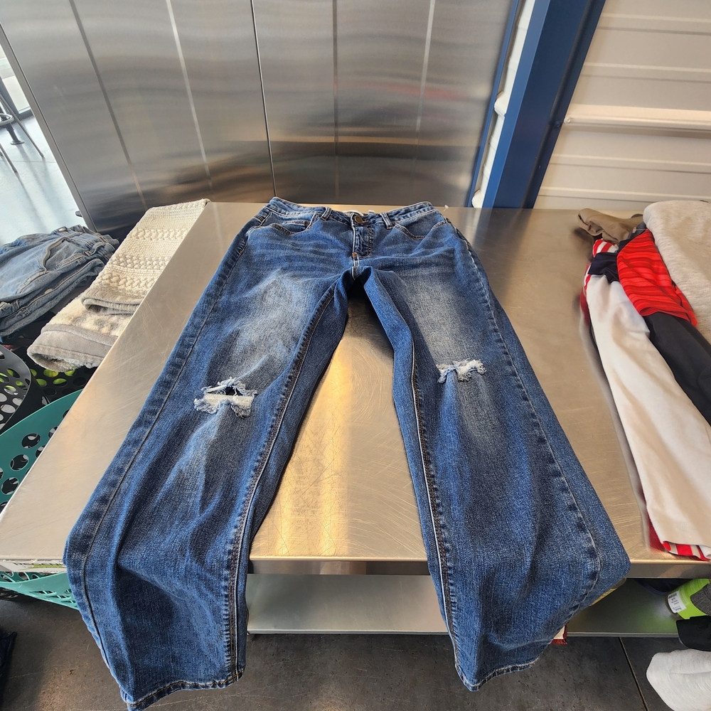 Gibson Latimer Distressed Straight Leg Jeans - Blue